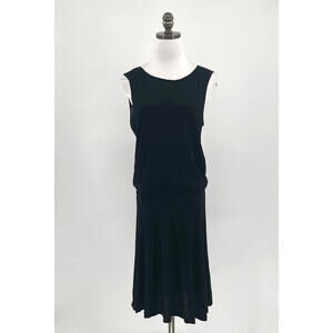 James Perse Black Stretch Knit Sleeveless Casual Blouson Tank Dress Sz 3/L